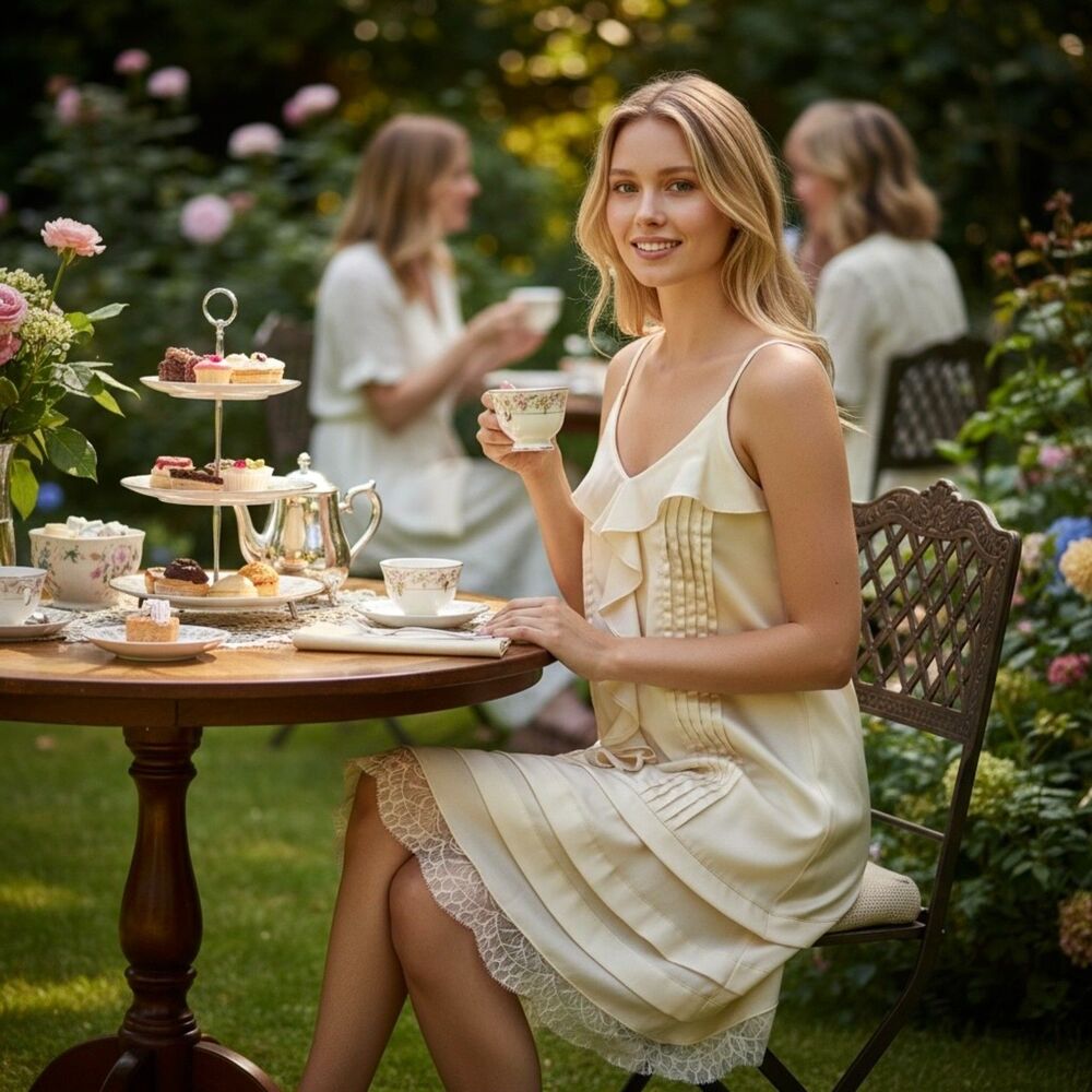 Miami Ruffle Trim Polyester Slip Dress-Size Medium